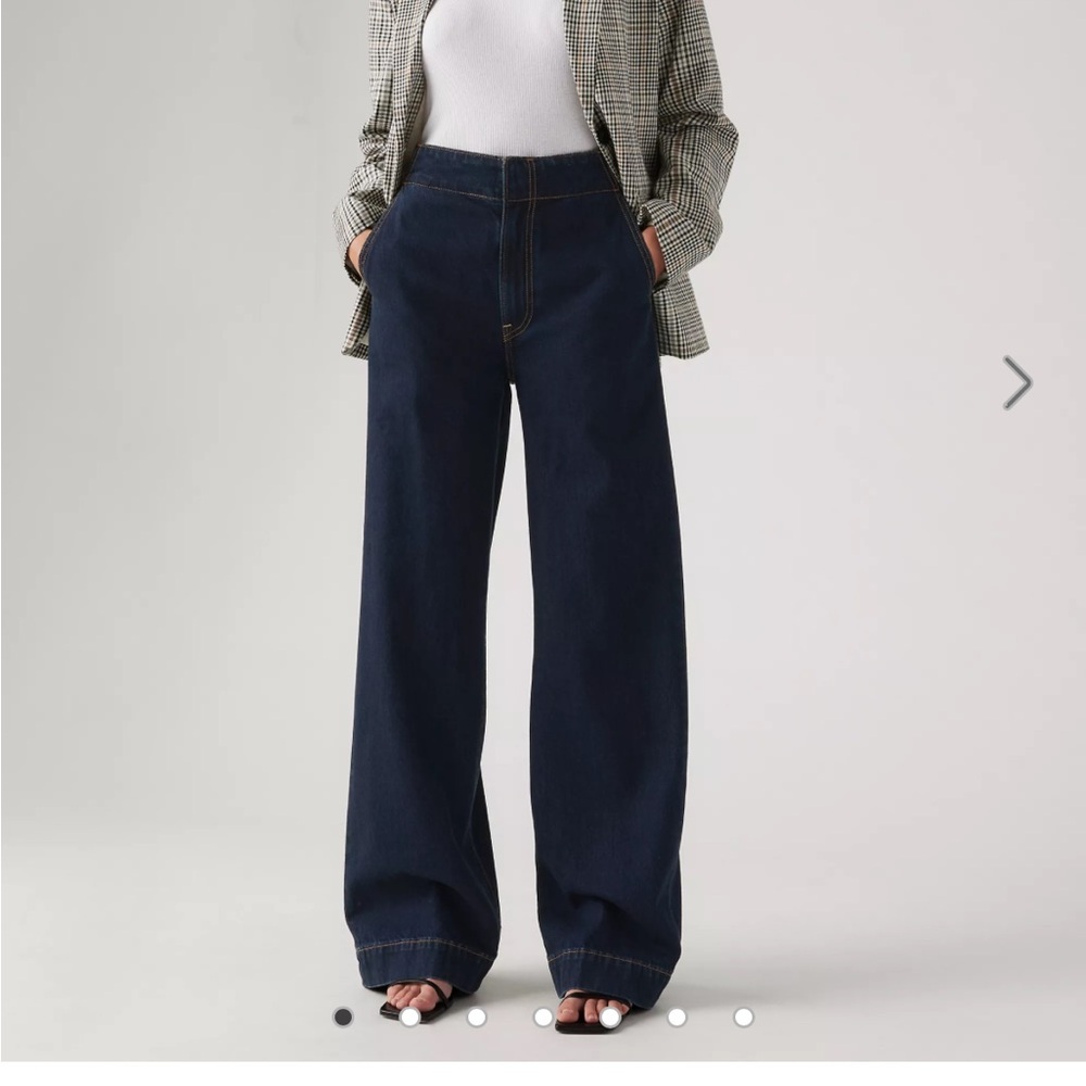 Levi’s Ribcage Wide Leg Tailored Dark Wash Blue Jeans